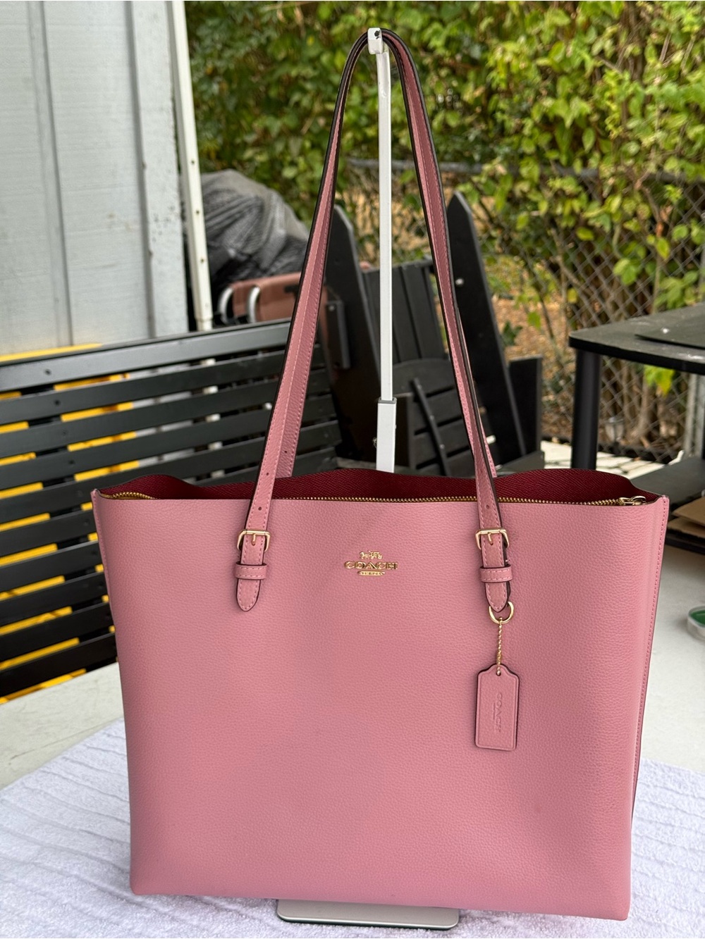 Coach Large Mollie Leather Tote with Gold-Tone Hardware